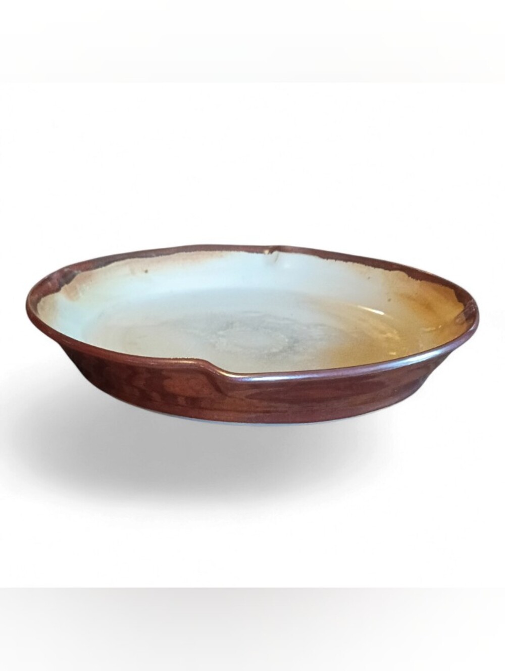 Vintage Weller Glazed Pottery Cream & Brown Oval Baking Casserole Dish